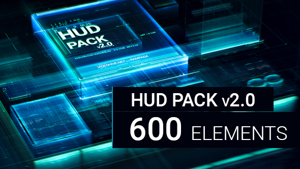 AE模板|600+科技感HUD屏幕图像线条元素合集包-HUD Pack v2.0 – 600 elements