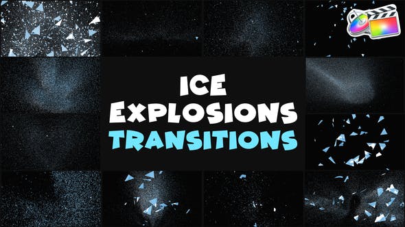 FCPX插件|24种冬季雪花霜冻冰破裂遮罩转场效果过渡动画 支持M1 Ice Explosions Transitions